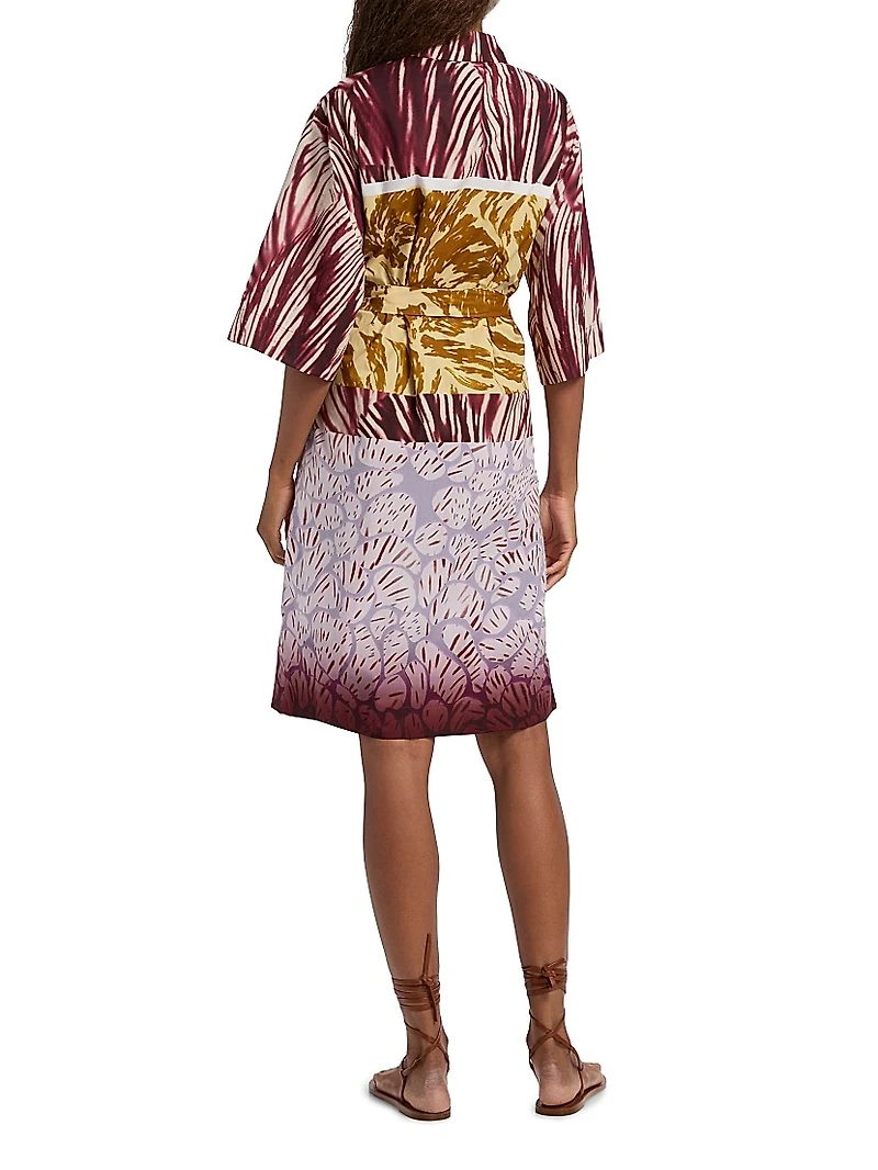 Doralia Printed Cotton Tie-Waist Shirtdress