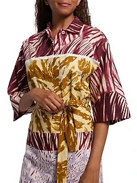 Doralia Printed Cotton Tie-Waist Shirtdress