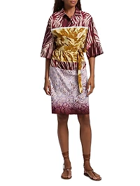 Doralia Printed Cotton Tie-Waist Shirtdress