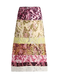 Stan Floral Lace Striped Midi-Skirt