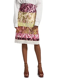 Stan Floral Lace Striped Midi-Skirt