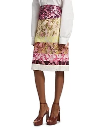 Stan Floral Lace Striped Midi-Skirt