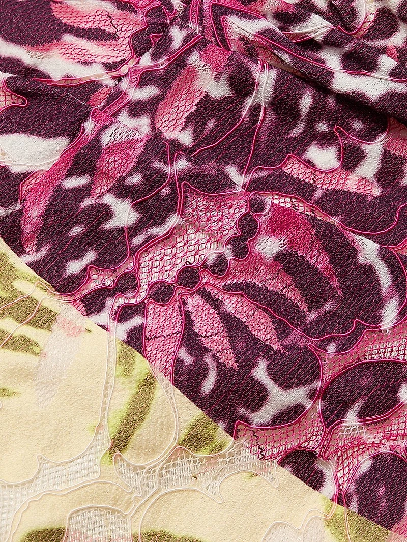 Stan Floral Lace Striped Midi-Skirt