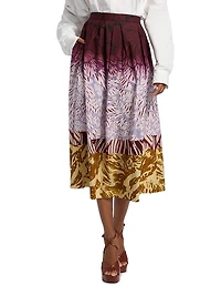 Dip-Dye Printed Cotton Midi-Skirt