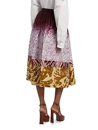 Dip-Dye Printed Cotton Midi-Skirt
