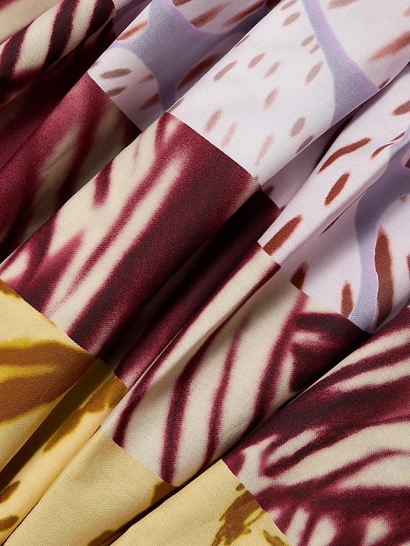 Dip-Dye Printed Cotton Midi-Skirt