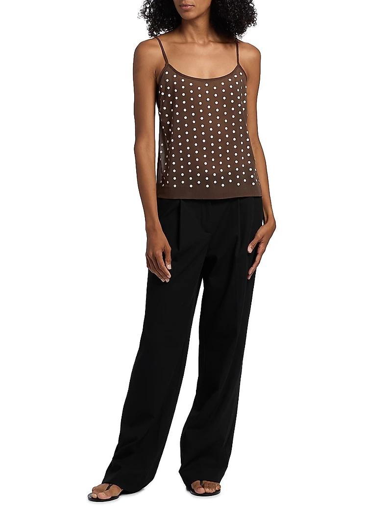 Calipso Polka Dot Stretch-Silk Tank