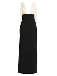 Mara Two-Tone Drape Column Gown
