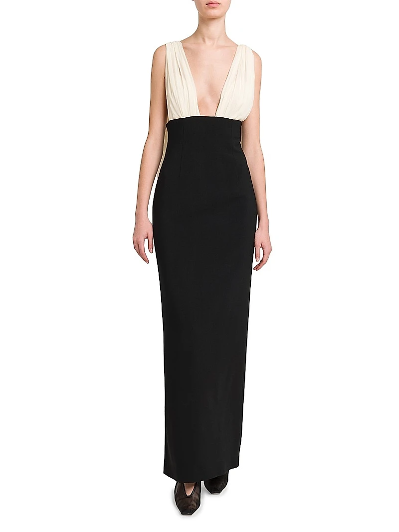 Mara Two-Tone Drape Column Gown