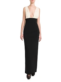 Mara Two-Tone Drape Column Gown