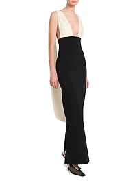 Mara Two-Tone Drape Column Gown