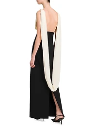 Mara Two-Tone Drape Column Gown