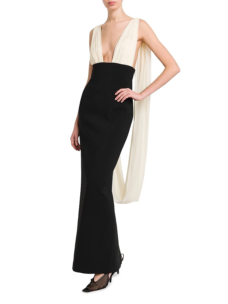 Mara Two-Tone Drape Column Gown