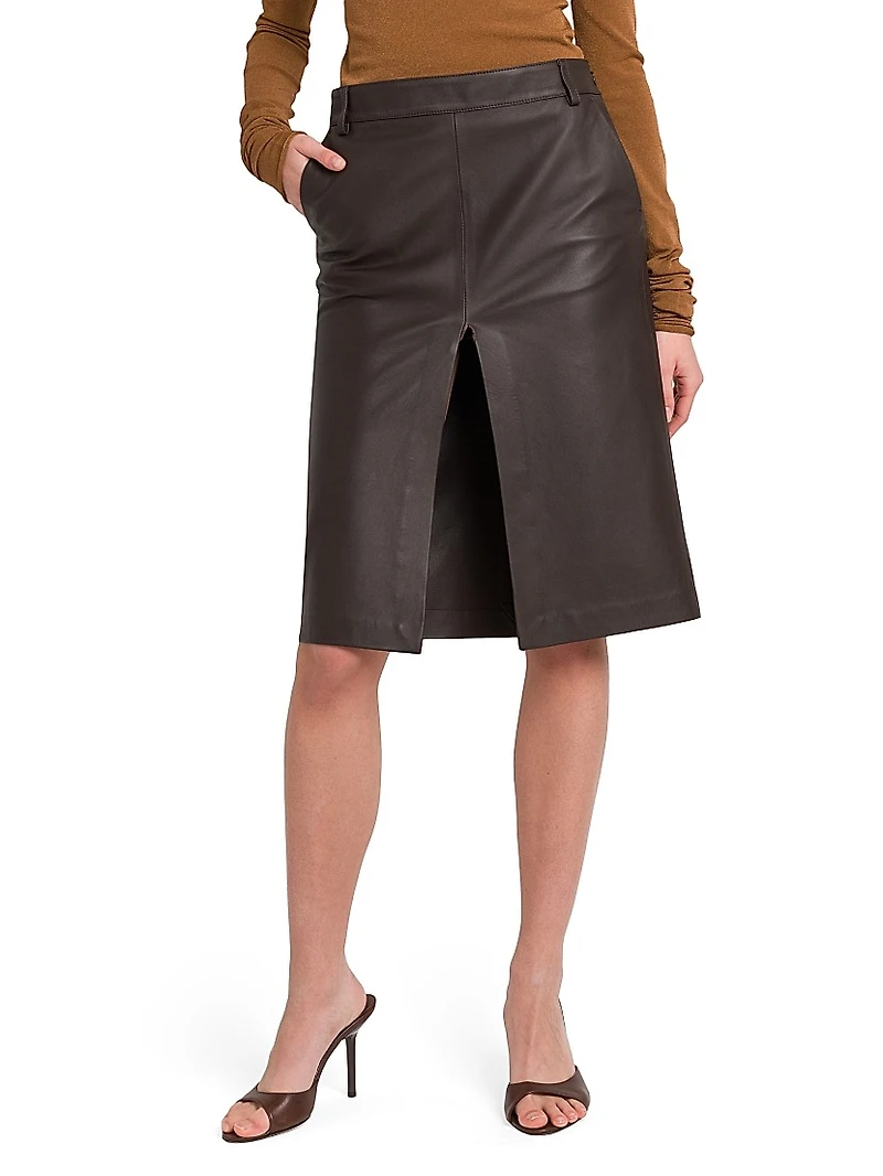 Daria Leather Midi-Skirt