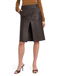 Daria Leather Midi-Skirt