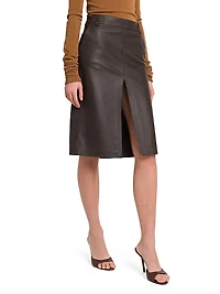Daria Leather Midi-Skirt