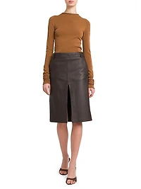 Daria Leather Midi-Skirt