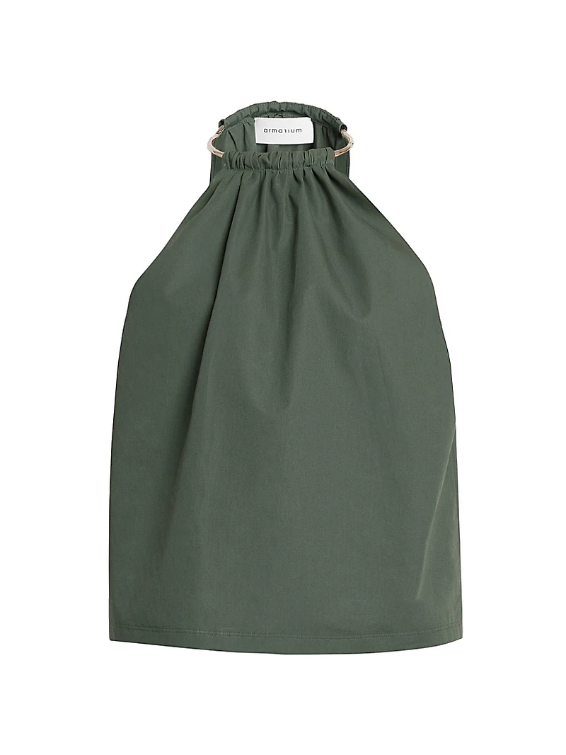 Margot Embellished Cotton Halterneck Top