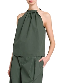 Margot Embellished Cotton Halterneck Top