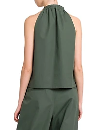 Margot Embellished Cotton Halterneck Top