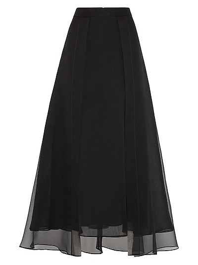 Crispy Silk Paneled Circle Skirt