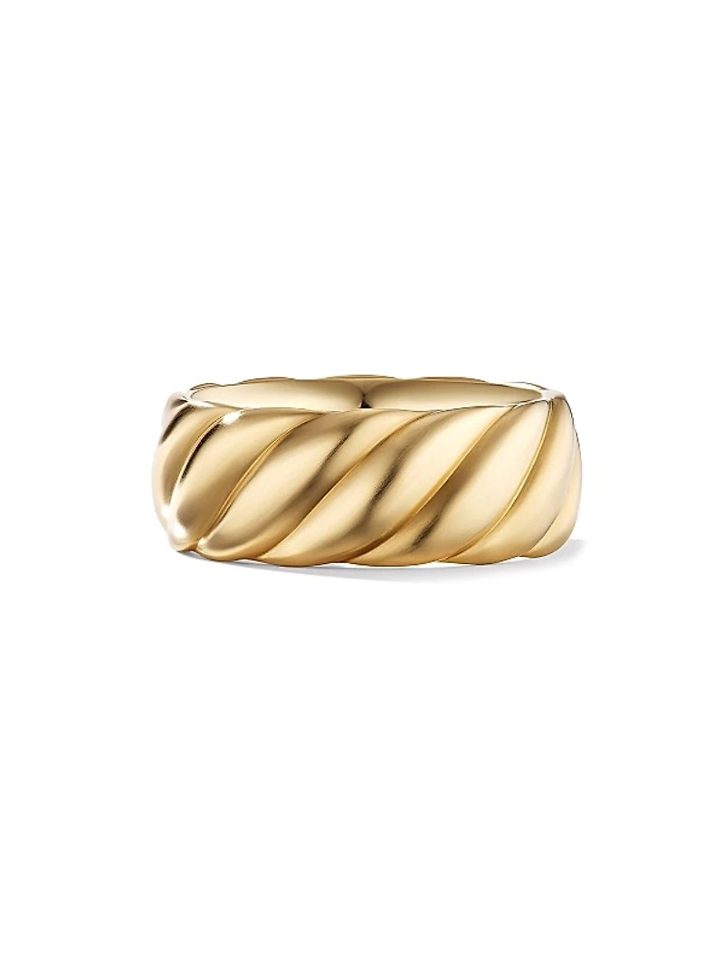Sculpted Cable Contour Band Ring in 18K Yellow Gold, 9MM