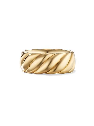 Sculpted Cable Contour Band Ring in 18K Yellow Gold, 9MM