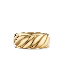 Sculpted Cable Contour Band Ring in 18K Yellow Gold, 9MM