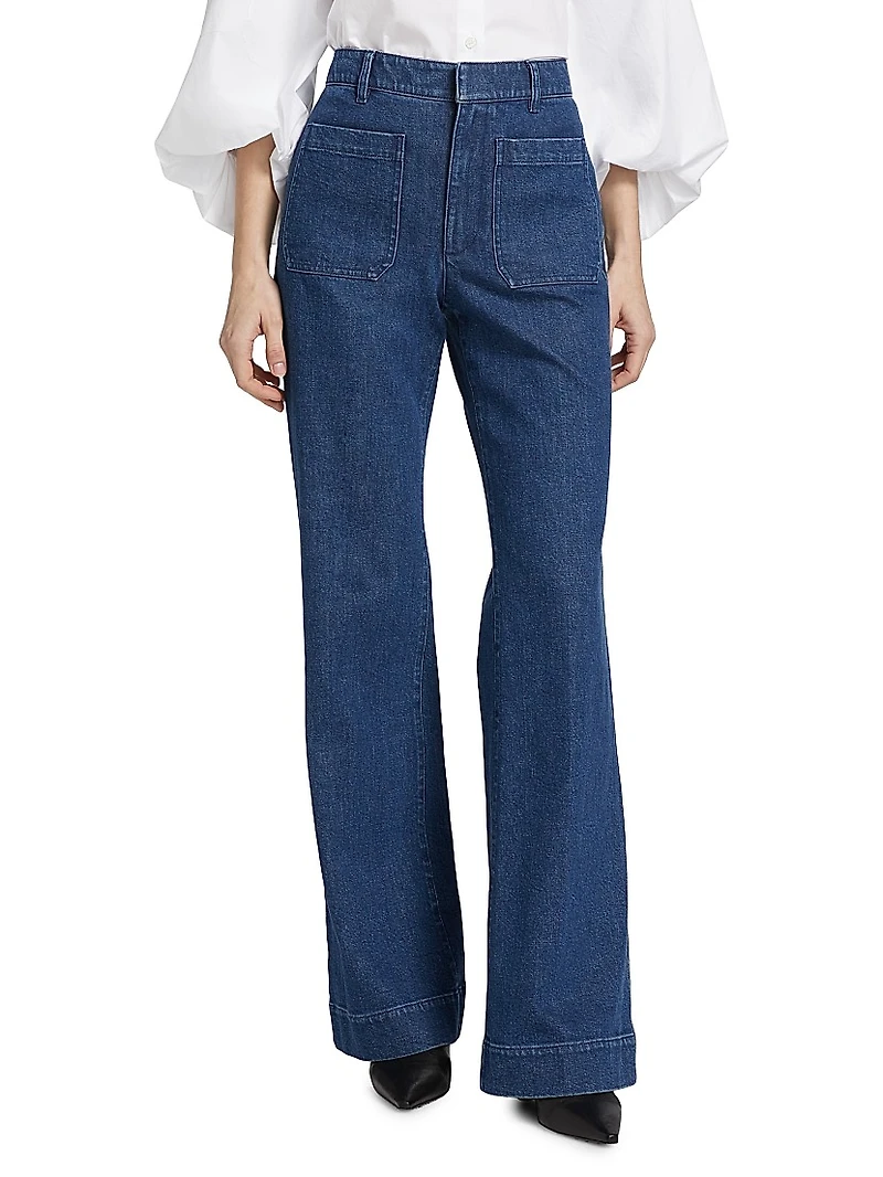 Nicole Stretch-Denim Flare Pants