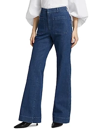 Nicole Stretch-Denim Flare Pants