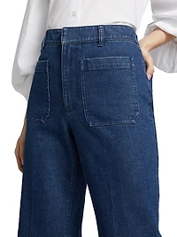 Nicole Stretch-Denim Flare Pants