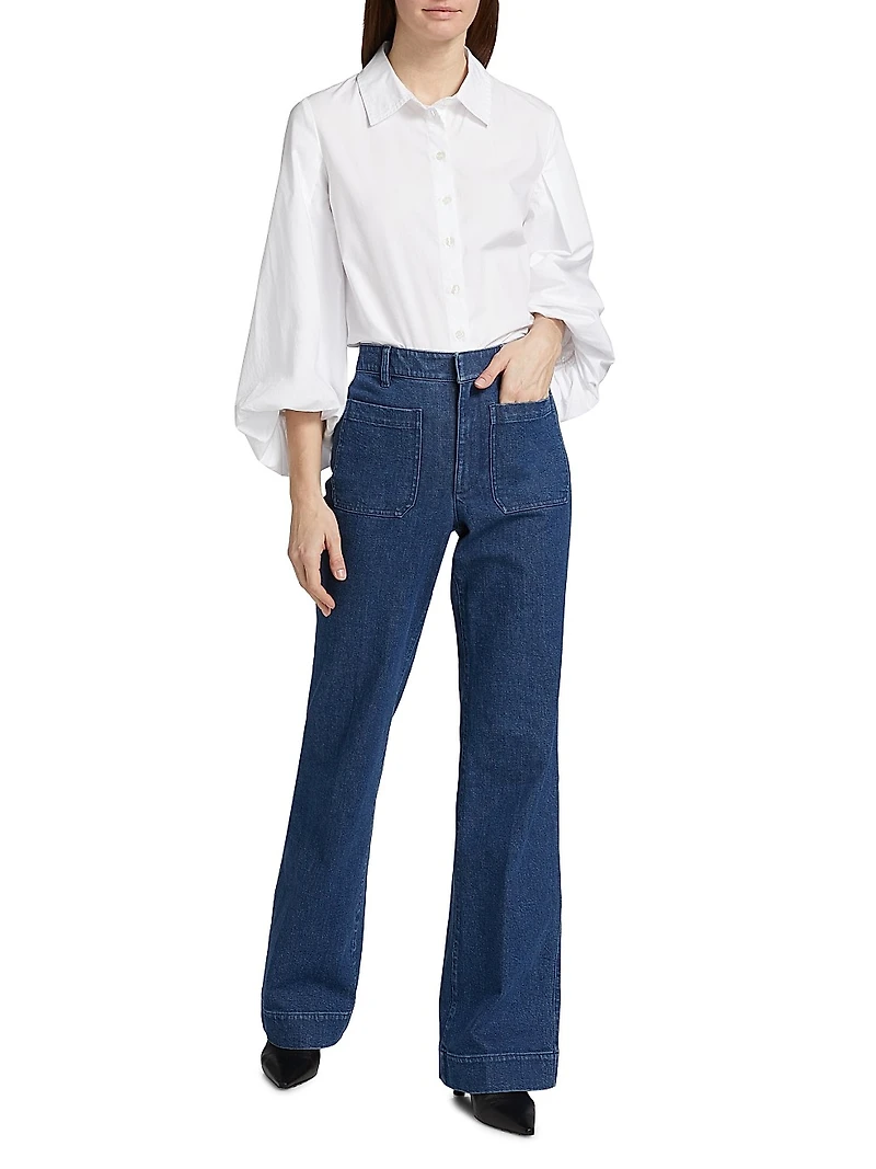 Nicole Stretch-Denim Flare Pants