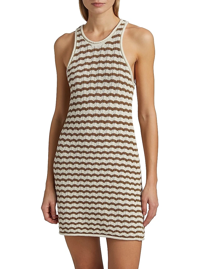 Kendra Striped Crochet Minidress