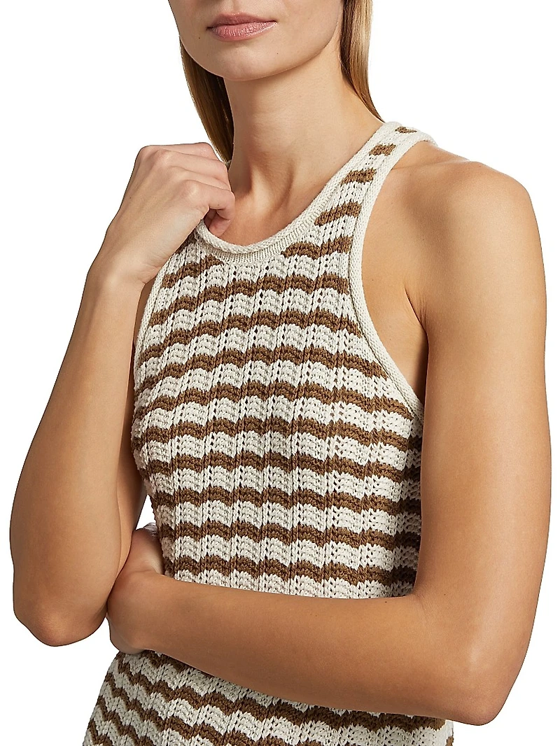 Kendra Striped Crochet Minidress