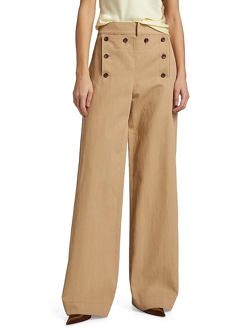 Lucas Button-Front-Panel Pants