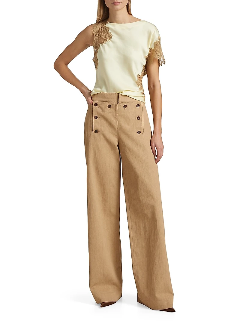 Lucas Button-Front-Panel Pants