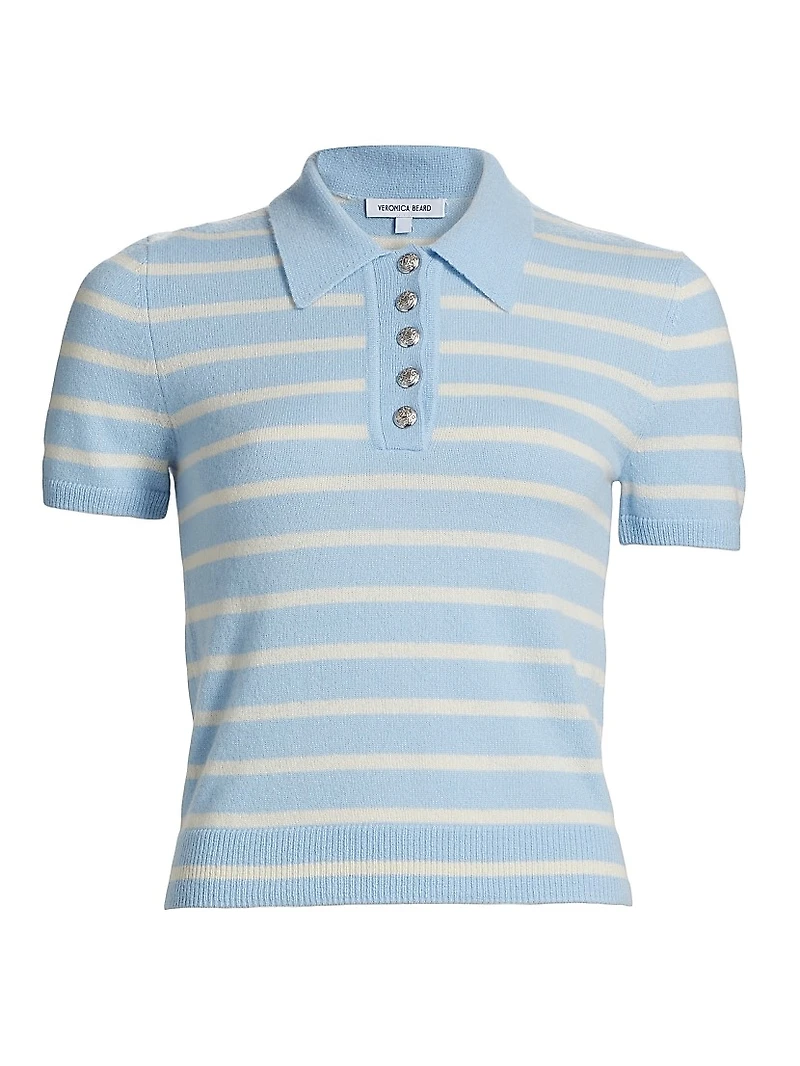 Brandt Striped Cashmere Polo Sweater