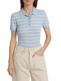 Brandt Striped Cashmere Polo Sweater
