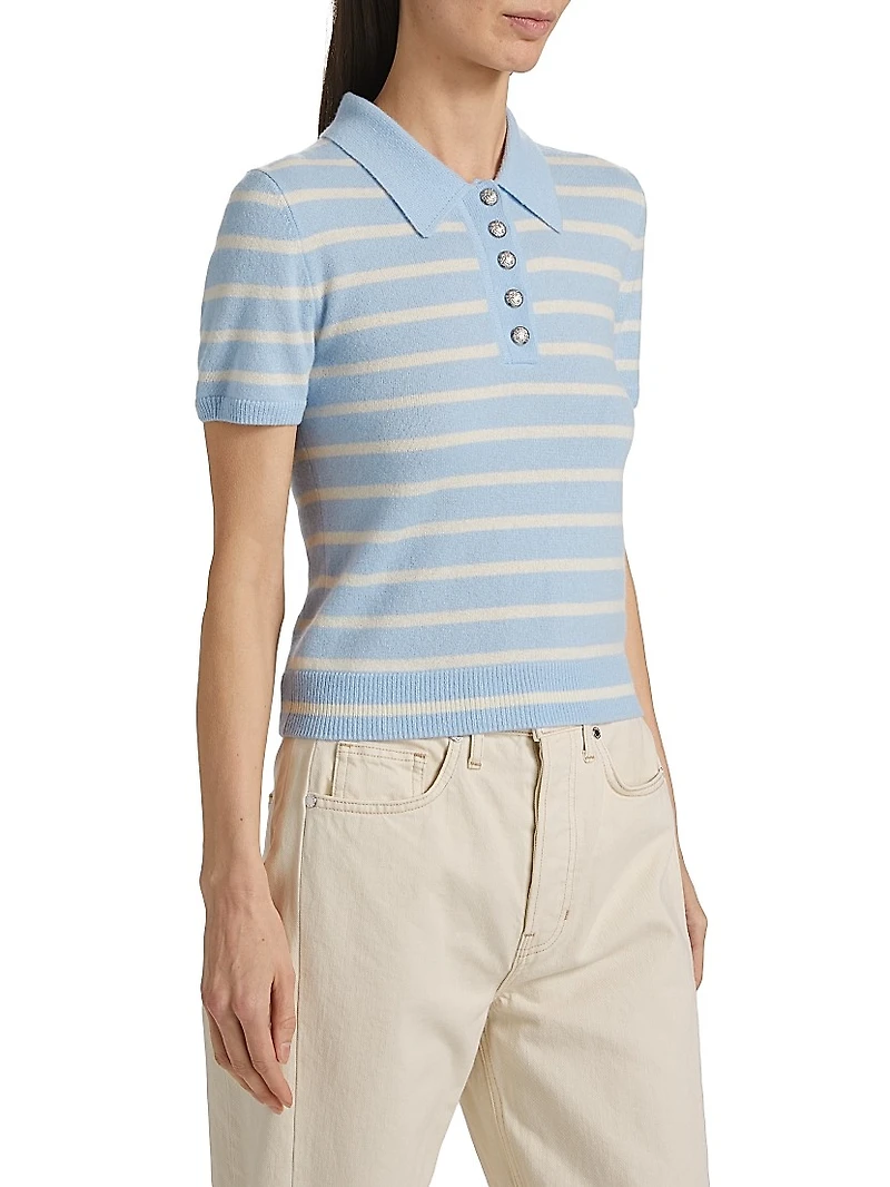 Brandt Striped Cashmere Polo Sweater