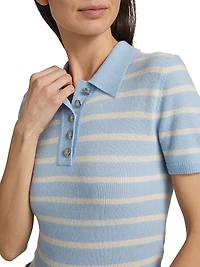 Brandt Striped Cashmere Polo Sweater
