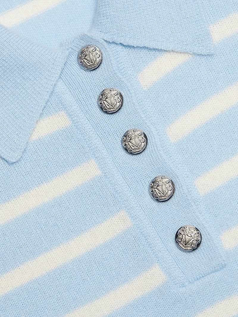 Brandt Striped Cashmere Polo Sweater