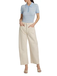 Brandt Striped Cashmere Polo Sweater