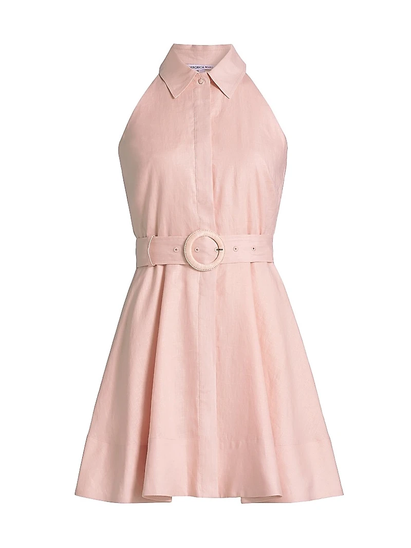 Beau Belted Linen Halter Minidress