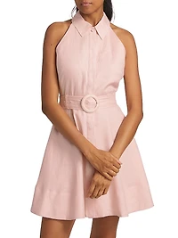 Beau Belted Linen Halter Minidress