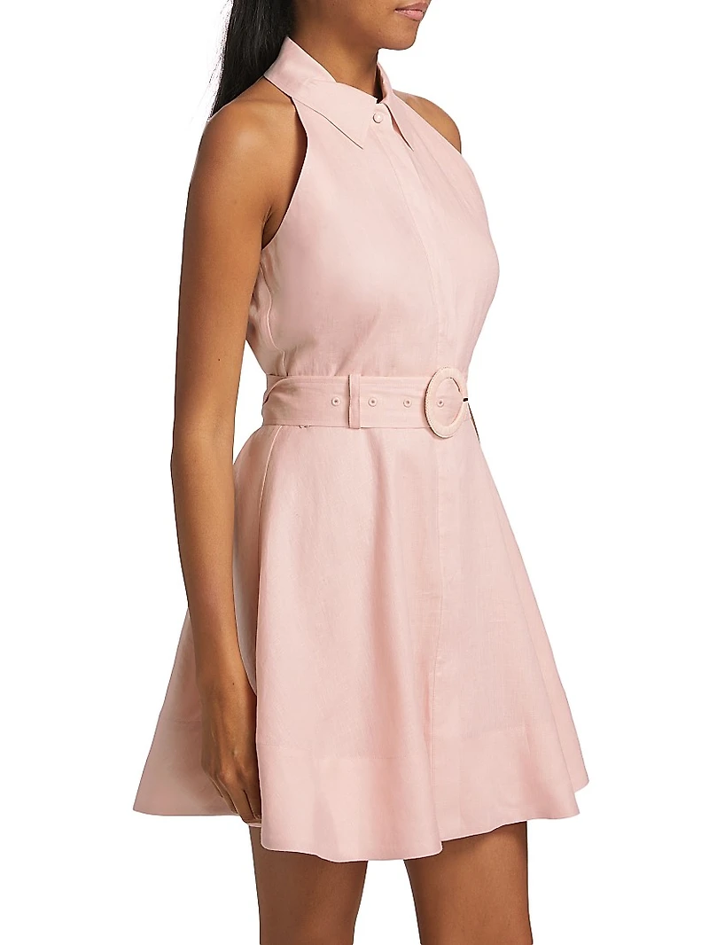 Beau Belted Linen Halter Minidress