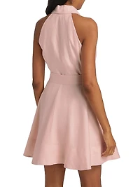 Beau Belted Linen Halter Minidress