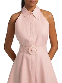 Beau Belted Linen Halter Minidress