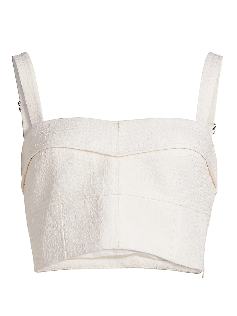 Faxon Floral-Embroidered Crop Tank