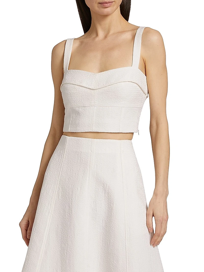 Faxon Floral-Embroidered Crop Tank