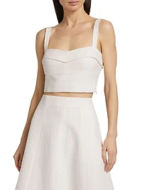 Faxon Floral-Embroidered Crop Tank